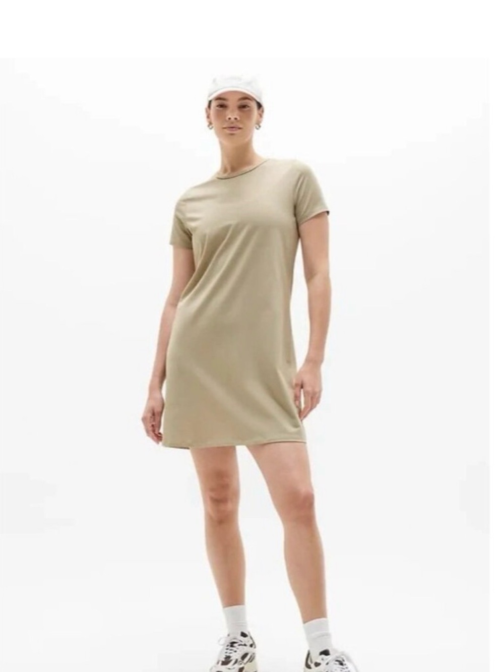 Athleta Essential T-Shirt Dress in Khaki Tan Medium Tall